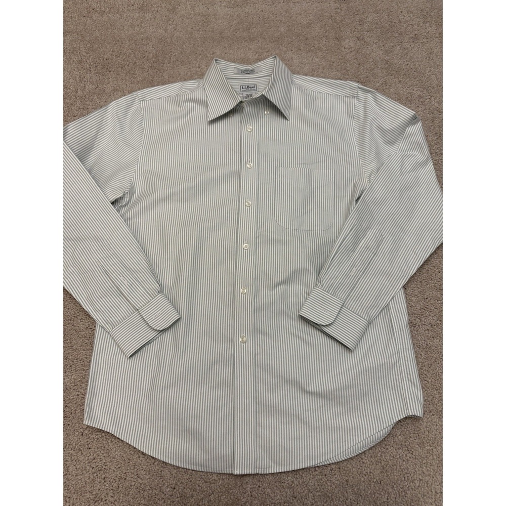 Men's L.L. Bean Long Sleeve Striped Button Down Shirt Lightly Fit Preppy Size M